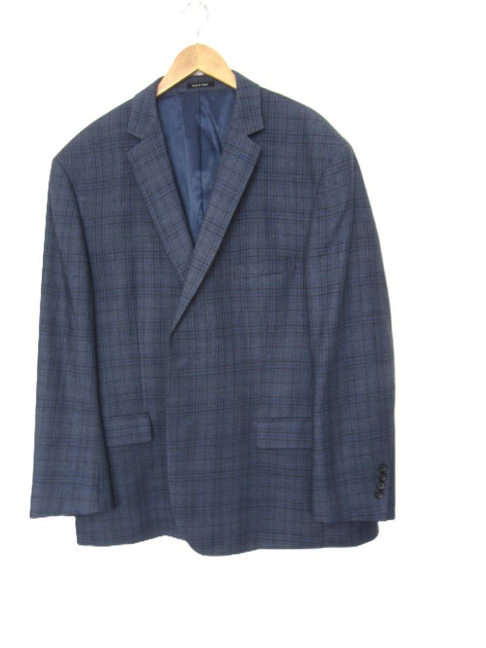 Pronto Uomo Size 52R Windowpane Plaid Blue Gray Sport Coat 100% Wool EUC - Picture 3 of 11